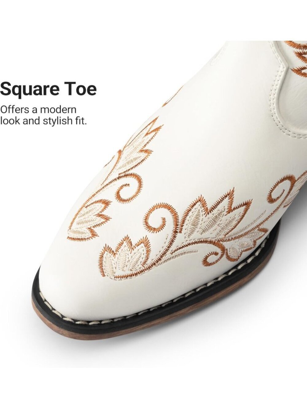Women's White Cowboy Cowgirl Western Mid Calf Boots Square Toe Embroidered - Picture 5 of 6